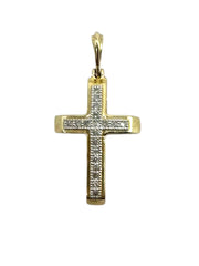 3D Cross Pendant - Natural Diamonds