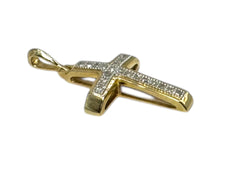 3D Cross Pendant - Natural Diamonds