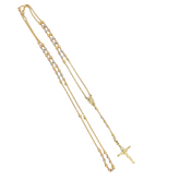 14kt Cross Rosary Crucifix Chain Tri-Color Gold