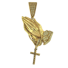 Praying Hands with Rosary Diamonds - 10kt Diamond
