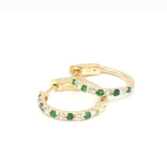 Emerald & Diamond 0.75" inch Hoop - 14kt