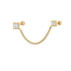 Chain Earring - 14kt Solid Yellow Gold