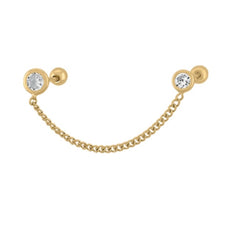 Chain Earring - 14kt Solid Yellow Gold