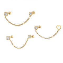 Chain Earring - 14kt Solid Yellow Gold