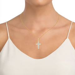 3D Cross Pendant - Natural Diamonds