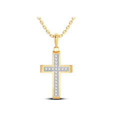 3D Cross Pendant - Natural Diamonds