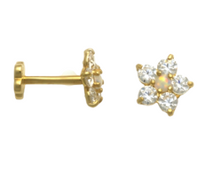 Flower Cartilage Earring Piercing 14kt Yellow Gold