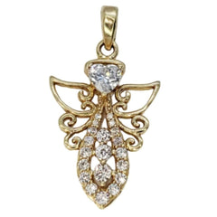 14kt Yellow Gold CZ Angel