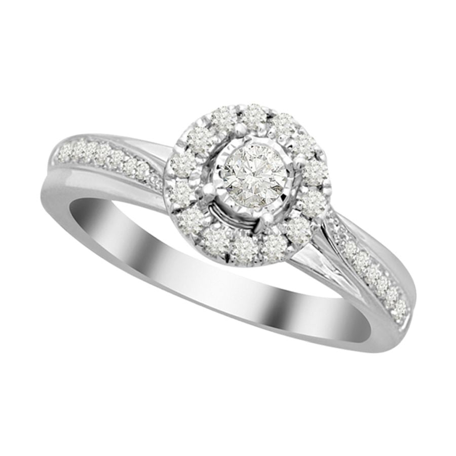 LADIES RING 0.20CT ROUND DIAMOND 10K WHITE GOLD