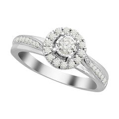 LADIES RING 0.20CT ROUND DIAMOND 10K WHITE GOLD