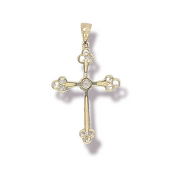 14kt Yellow Gold Cross with Stones
