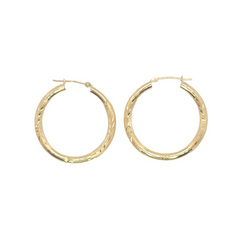 14kt Yellow Gold 3mm & Diamond Cut finish 1.15"inch