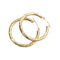 14kt Yellow Gold 3mm & Diamond Cut finish 1.15"inch