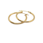 14kt Yellow Gold 1.8mm Hoops - Diamond Cut Pattern 9.92" inch