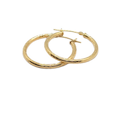 14kt Yellow Gold 1.8mm Hoops - Diamond Cut Pattern 9.92" inch