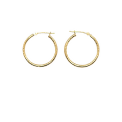 14kt Yellow Gold 1.8mm Hoops - Diamond Cut Pattern 9.92" inch