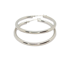 14kt White Gold 3mm Hoops - 1.5"inch