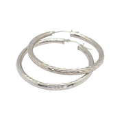 14kt White Gold - 1.5" inch Diamond Cut Hoops