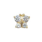 14kt Yellow Gold Butterfly Nose Ring CZ - Ball Back