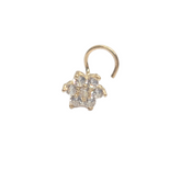 14kt Yellow Gold Flower Nose Ring Screw Back