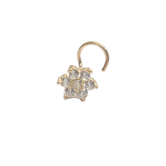 14kt Yellow Gold Flower Nose Ring Screw Back