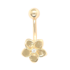 14kt yellow Gold Flower Belly Ring