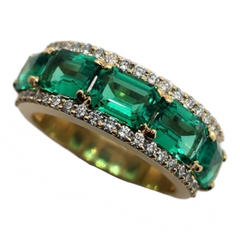 Lab Emerald and Lab Diamond Mens Ring