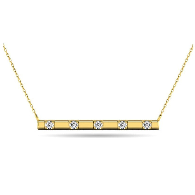 10kt Yellow Gold 0.10ct White Diamond Bar Necklace