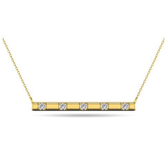 10kt Yellow Gold 0.10ct White Diamond Bar Necklace