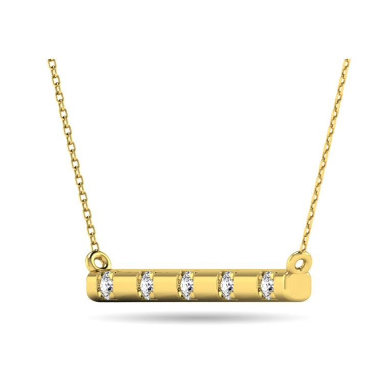 10kt Yellow Gold 0.10ct White Diamond Bar Necklace