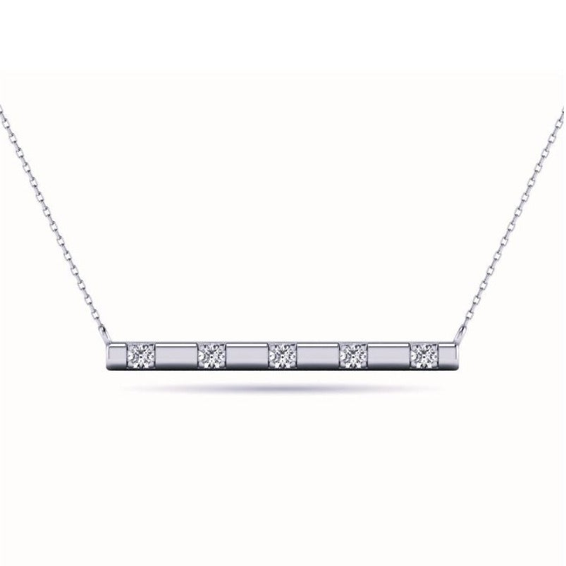 10kt White Gold 0.10ct White Diamond Bar Necklace